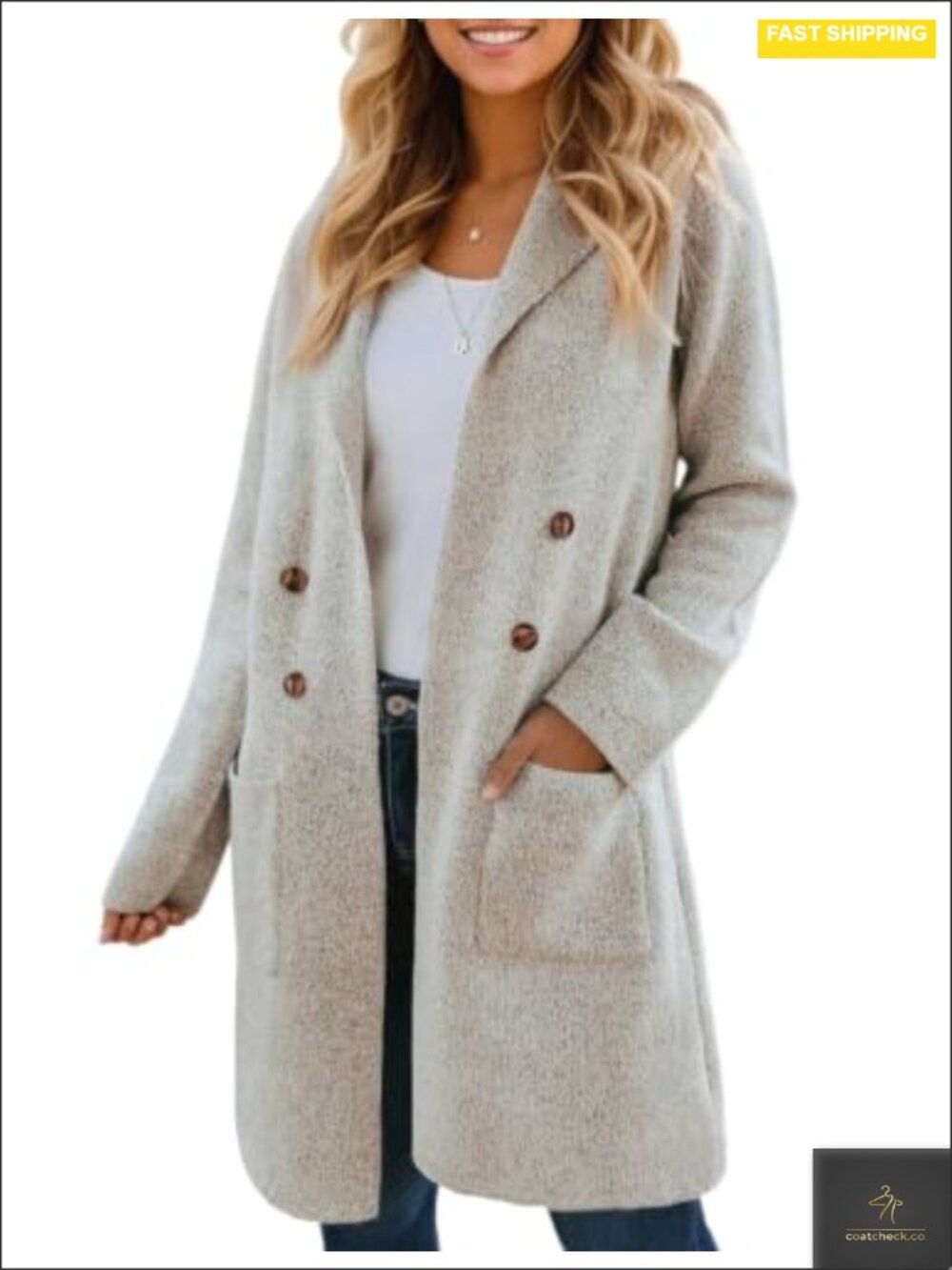 Women's Long Cardigan Open Front Coatigan Chunky Knit Buttons Pockets